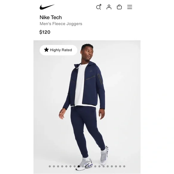 NIKE Tech Cotton Fleece Joggers – Men’s Sweatpants – MEDIUM – Navy Blue – NWT - Picture 9 of 10